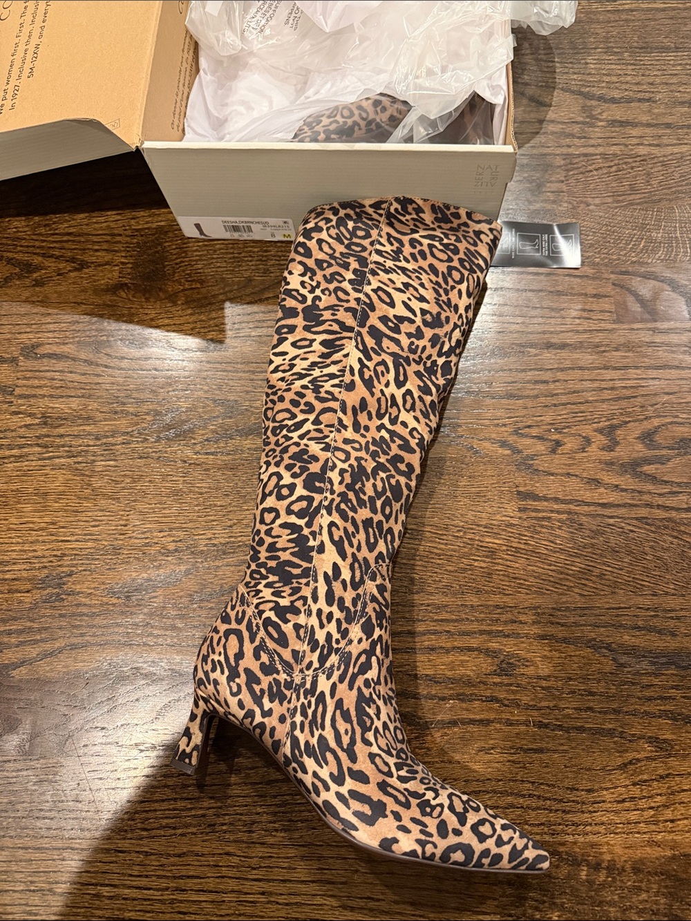 Deesha naturalizer boot 8 Leopard Print Knee-High Stiletto Boots - Brown